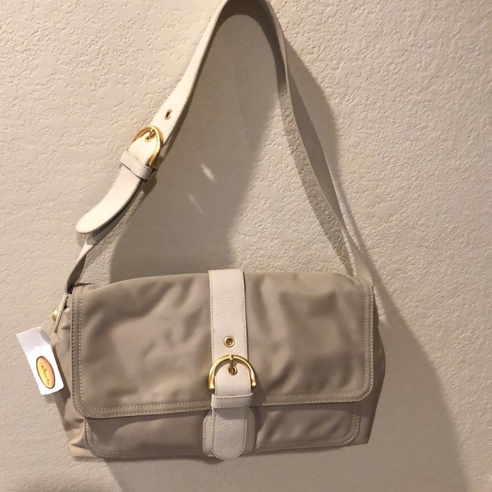 Talbots canvas and leather shoulder bag